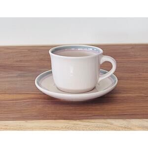 Pfaltzgraff USA Aura Cup Saucer Set Tea Coffee Blue Rose Pink Stripe